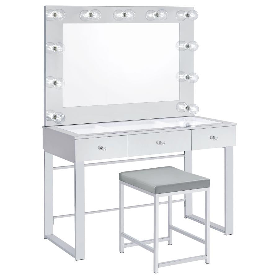 Umbridge - Upholstered Square Padded Cushion Vanity Stool - Light Gray