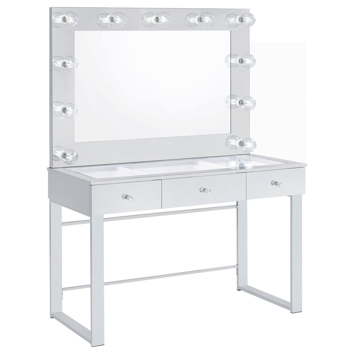 Umbridge - 3-Drawer Vanity Set With Lighting - Chrome And White