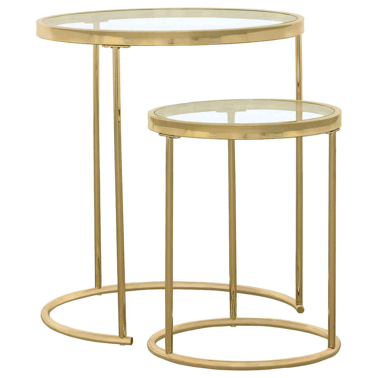 Maylin - 2 Piece Round Glass Top Nesting Table Set - Gold