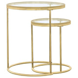 Maylin - 2 Piece Round Glass Top Nesting Table Set - Gold