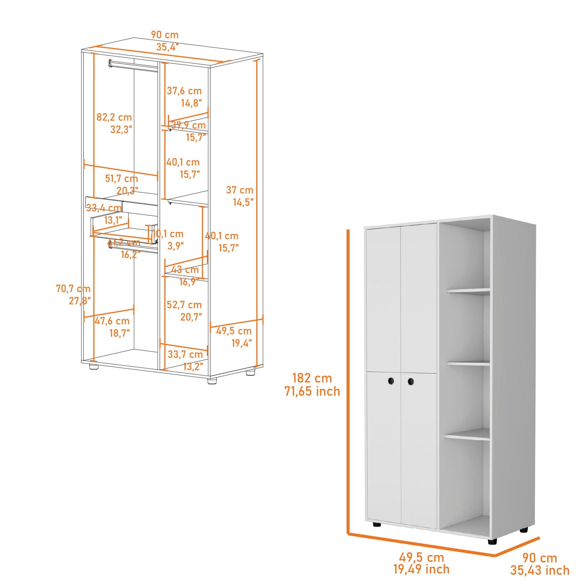 Drawer Dresser - White