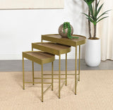 Tristen - 3 Piece Demilune Nesting Table - Brown And Gold