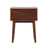 Mid-Century Modern 1 Drawer Solid Wood Nightstand - Walnut by Walker Edison | Bel Furniture