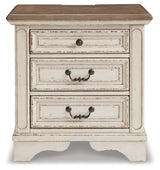 Realyn - Three Drawer Night Stand - White / Brown / Beige