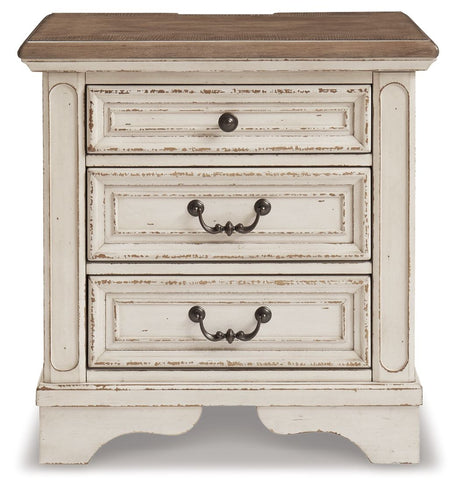 Realyn - Three Drawer Night Stand - White / Brown / Beige - view 6