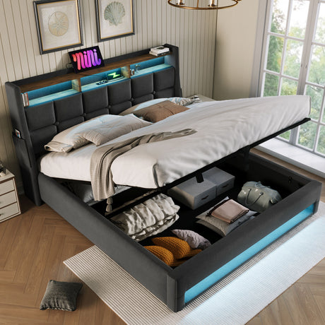 Upholstered Platform Bed With A Hydraulic Storage System, LED And USB Charging (Without Mattress) - view 29