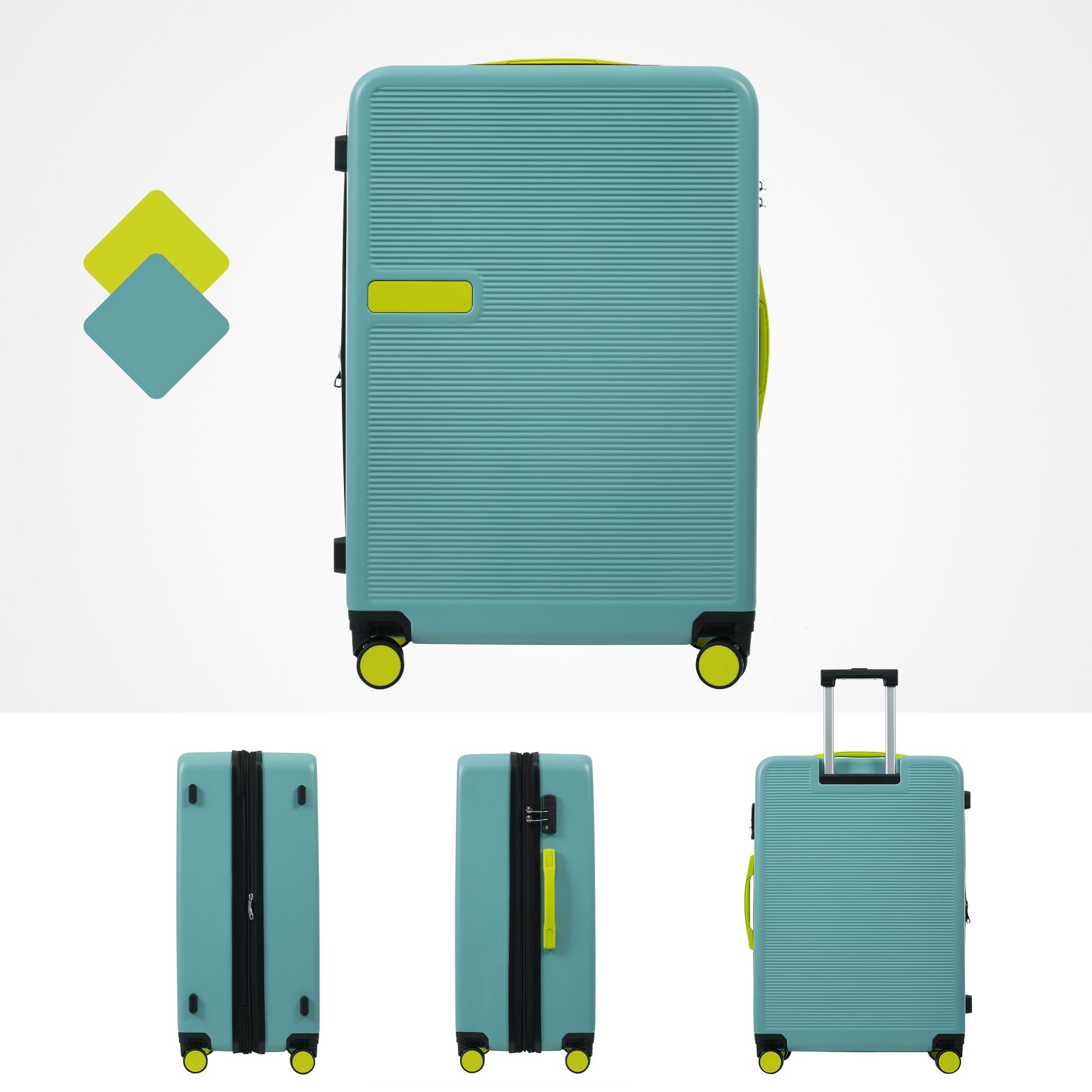 Hardshell Luggage Sets 3 Pieces Contrast Color Suitcase With Spinner Wheels And Tsa Lock 20" 24" 28" Available