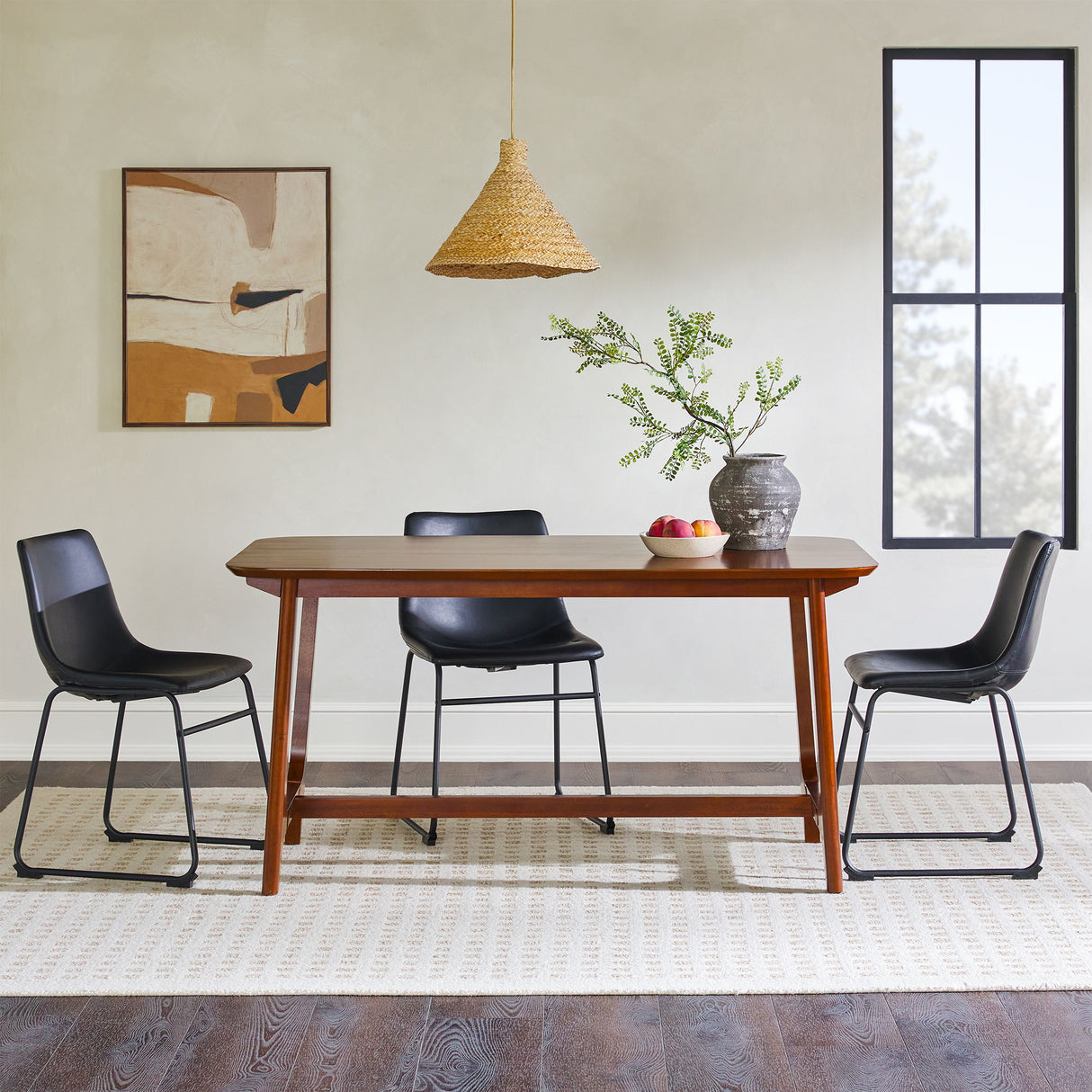 Mid-Century Modern Dining Table With Trestle Base by Walker Edison | Bel Furniture