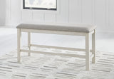 Robbinsdale - Antique White - Dbl Counter Height Upholstered Dining Bench by Signature Design by Ashley® | Bel Furniture