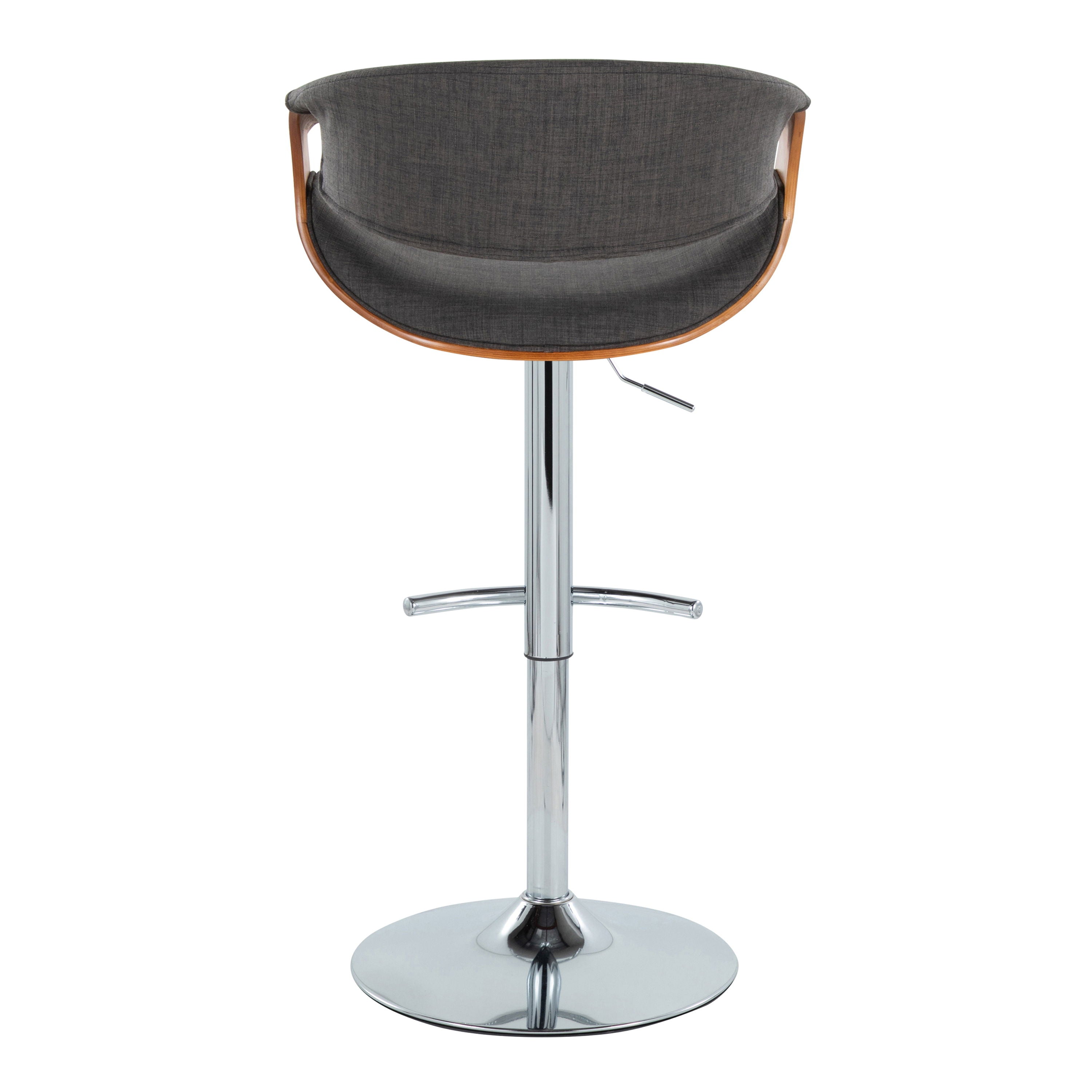 Curvo - Mid Century Modern Adjustable Barstool With Swivel With Rounded T Footrest (Set of 2)