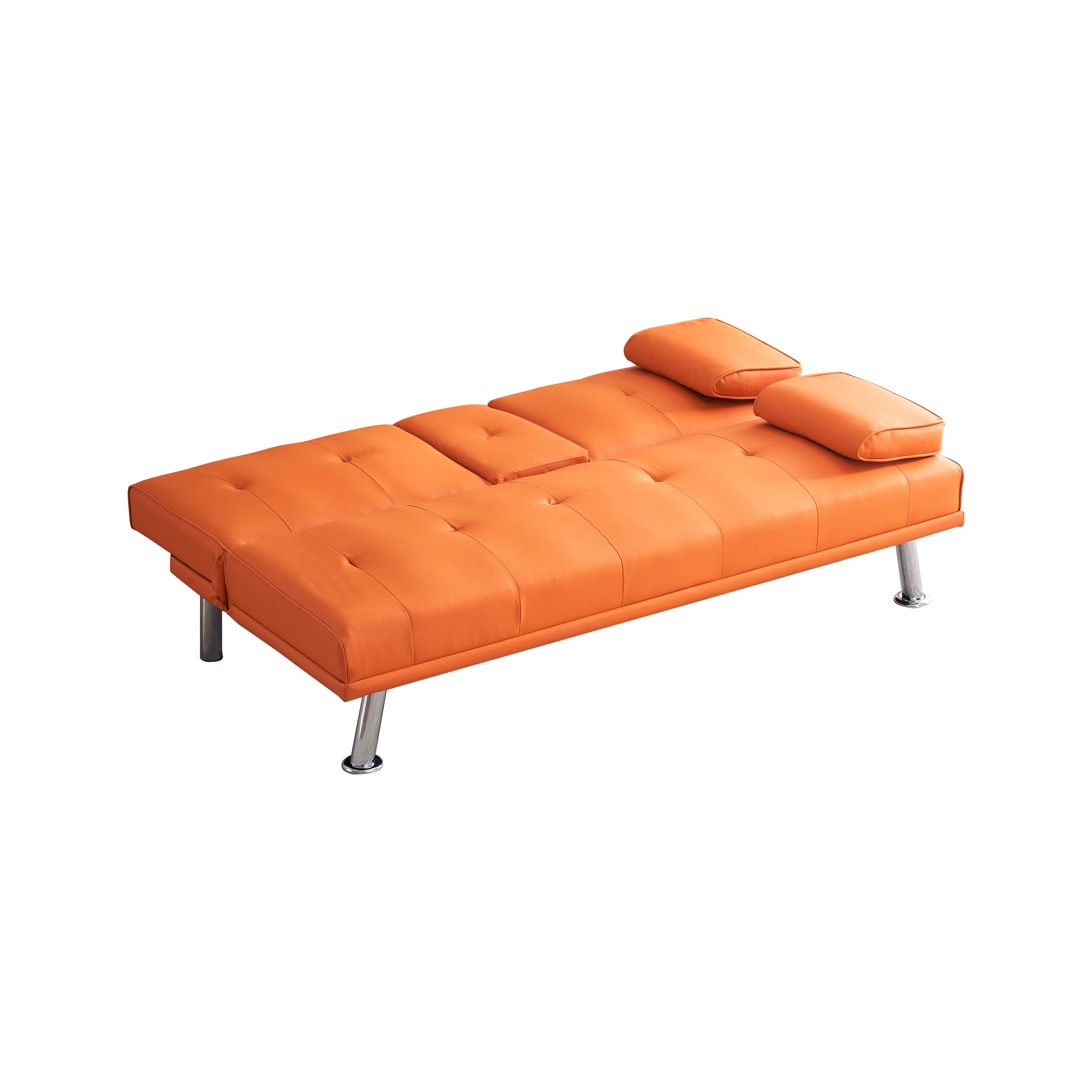 Leather Multifunctional Double Folding Sofa Bed For Office With Coffee Table