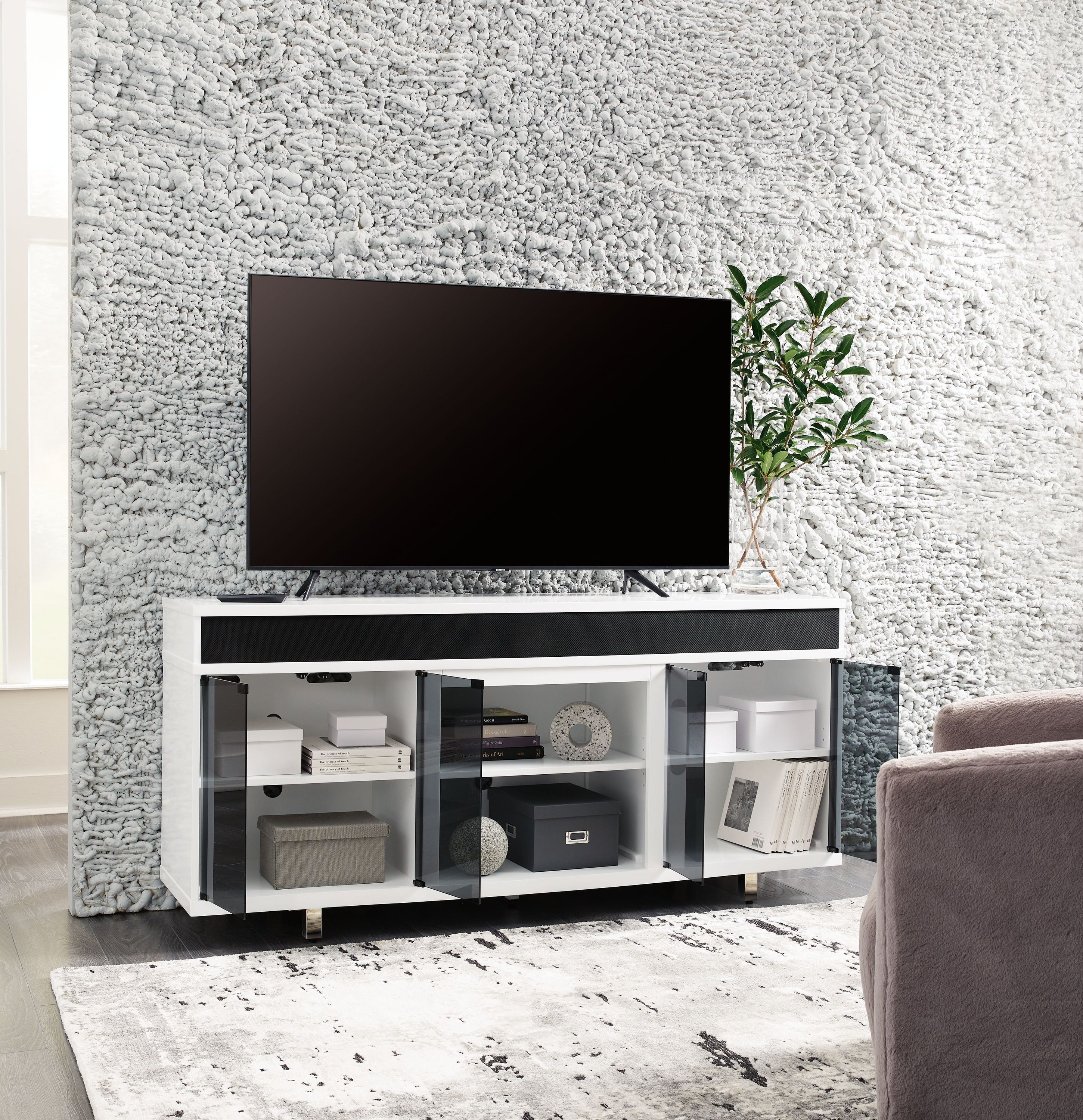 Gardoni - White / Black - XL TV Stand With Fireplace Option