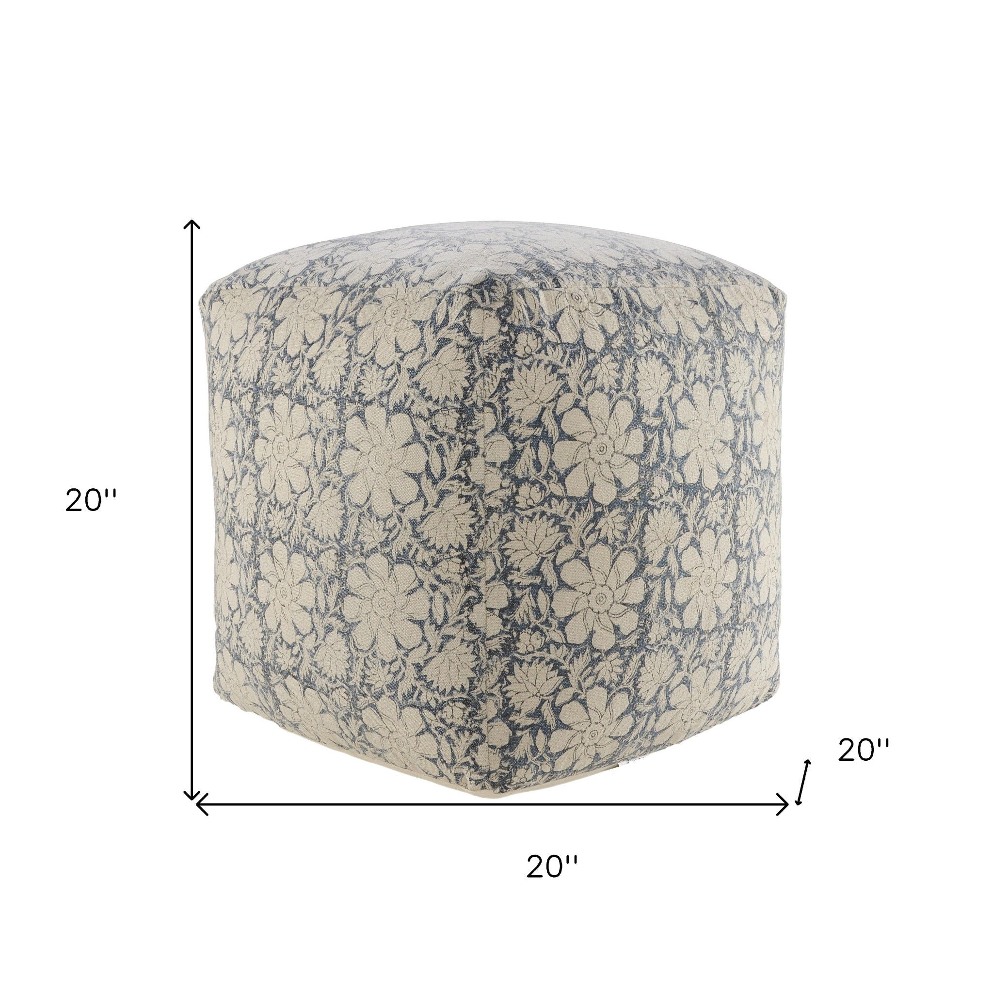 Cotton Square Ottoman - Beige