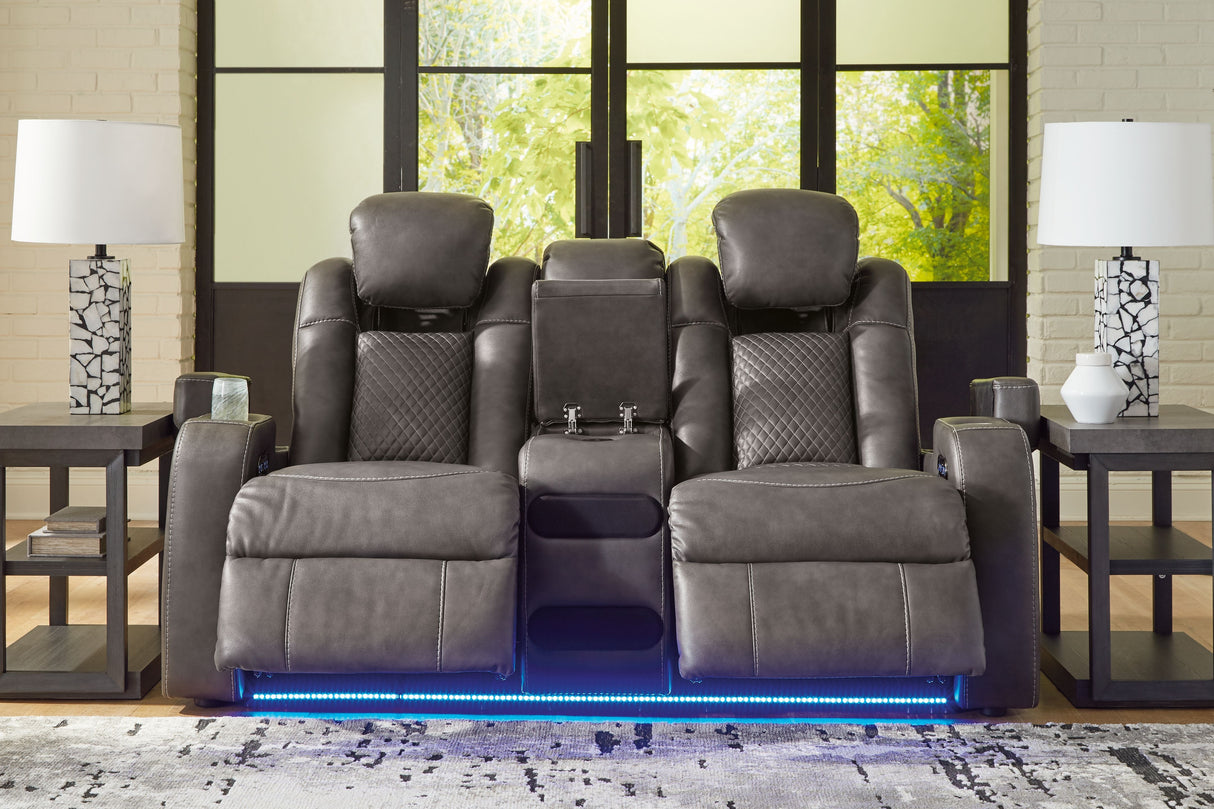 Fyne-dyme - Power Reclining Loveseat With Console/Adj Hdrst by Signature Design by Ashley® | Bel Furniture