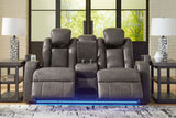 Fyne-dyme - Power Reclining Loveseat With Console/Adj Hdrst by Signature Design by Ashley® | Bel Furniture