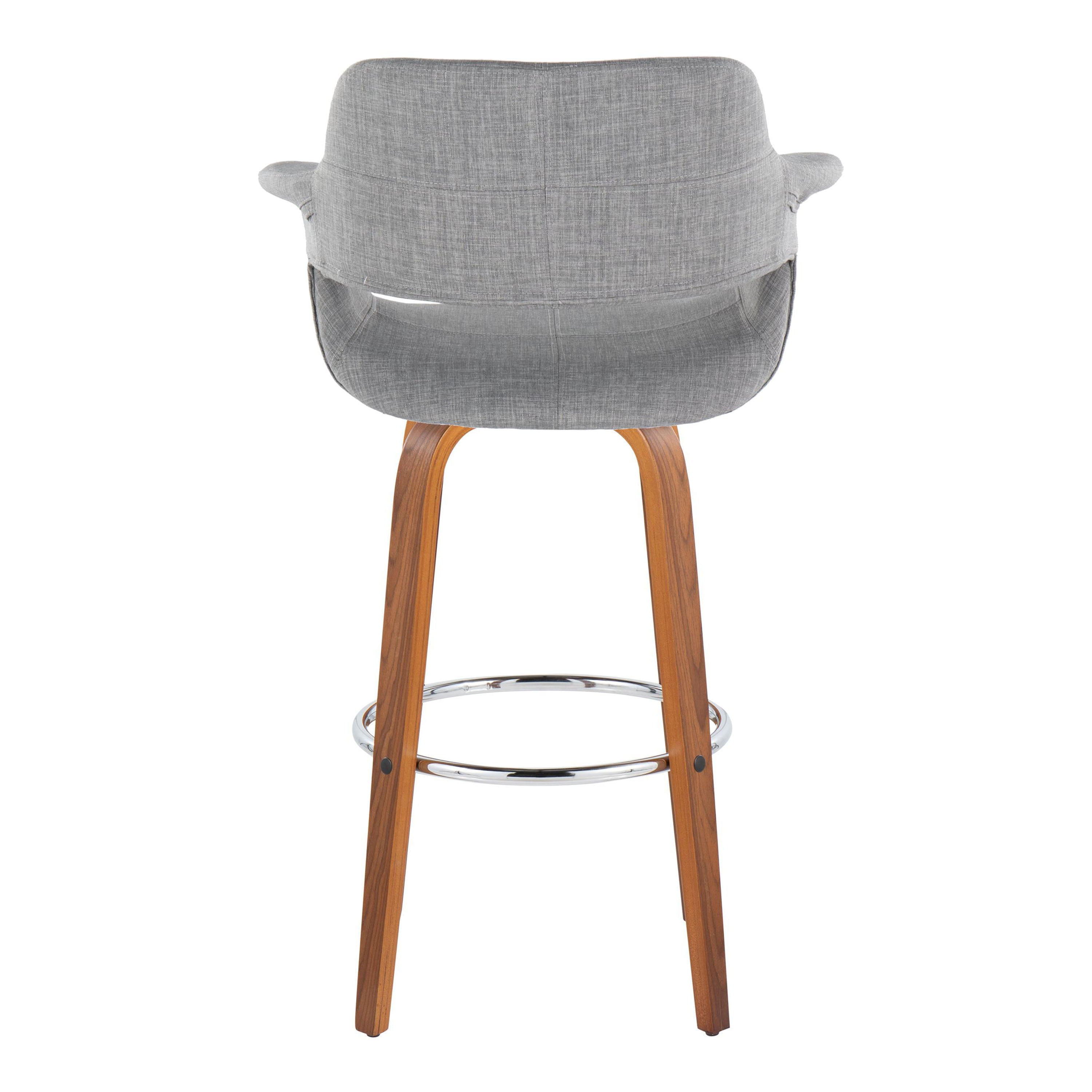 Vintage Flair - Mid Century Modern Fixed Height Barstool With Swivel & Round Footrest (Set of 2)