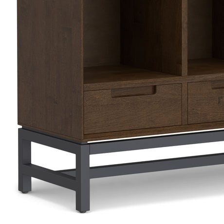 Banting - 9 Cube Bookcase With Drawers - Walnut Brown by Simpli-Home | Bel Furniture