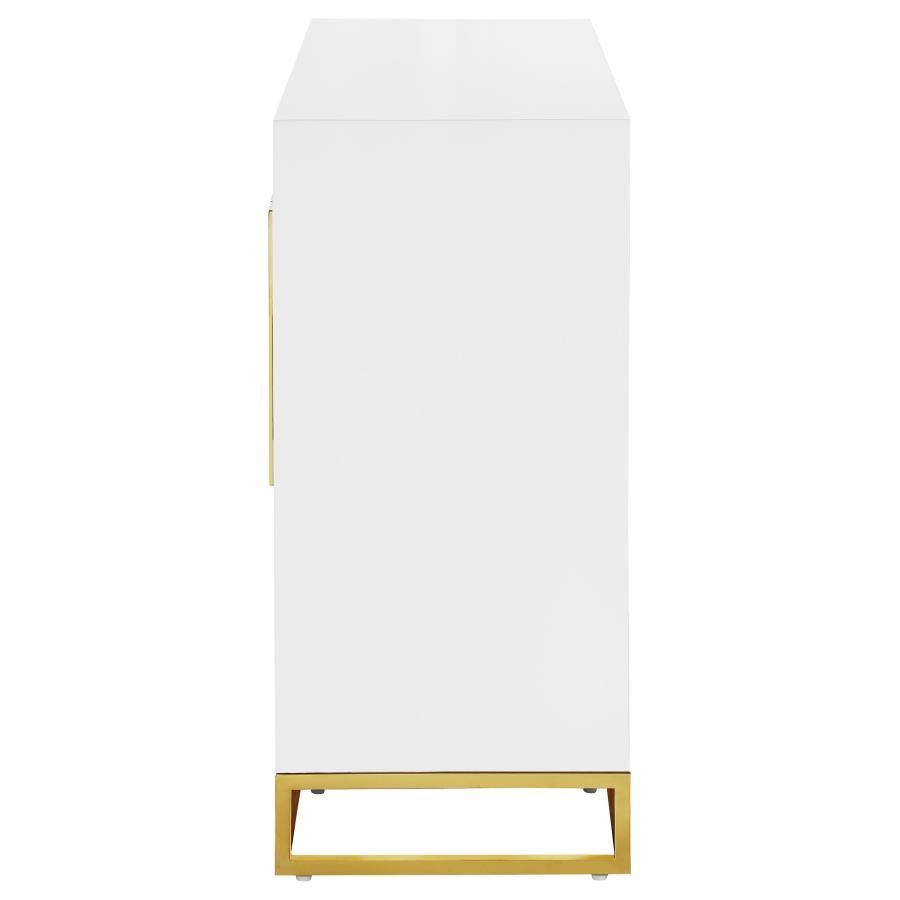 Elsa - 2 Door Wood Storage Accent Cabinet - White And Gold