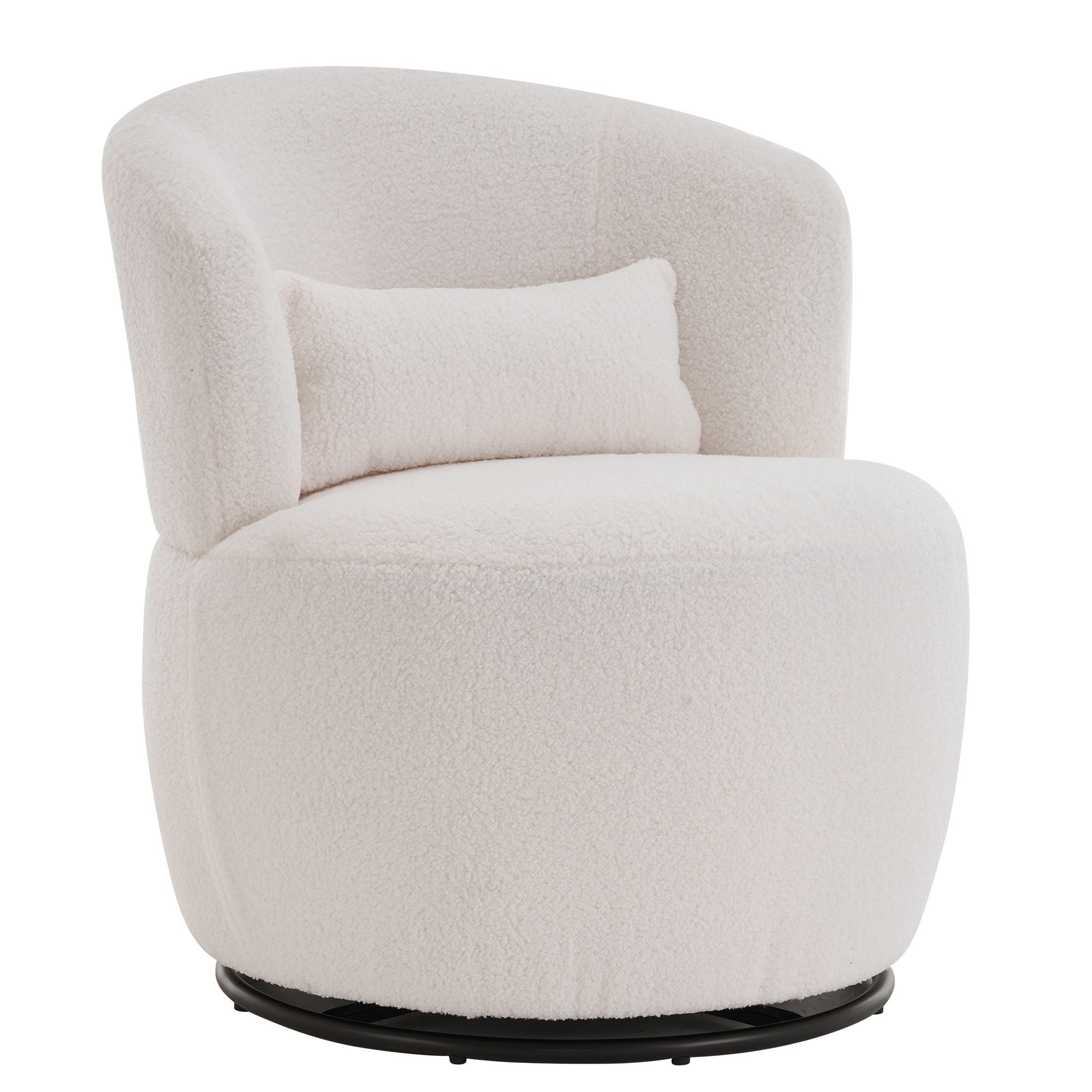 Swivel Accent Chair, Contemporary Round Armchair With 360 Degree Rotation And Metal Base For Living Room Elegance