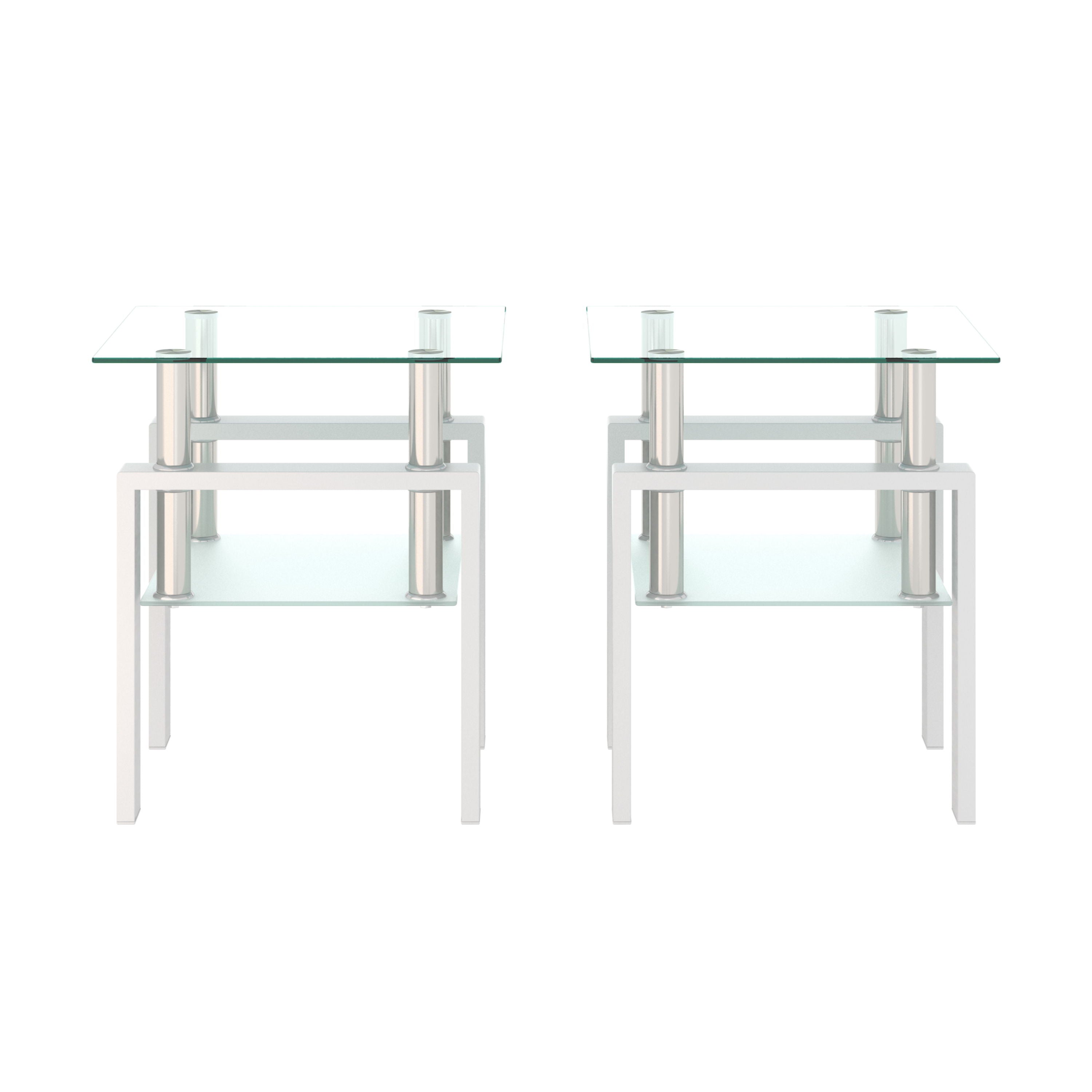 Modern Tempered Glass Tea Table, End Square Table For Living Room