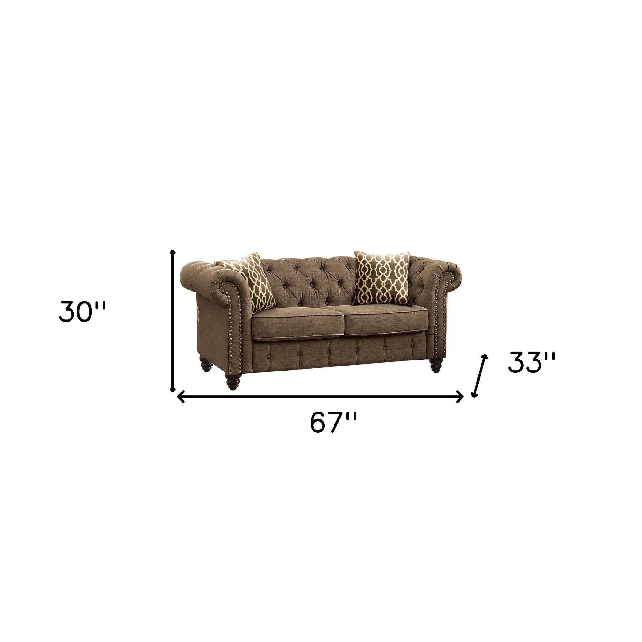 Linen Loveseat - Brown / Dark Brown