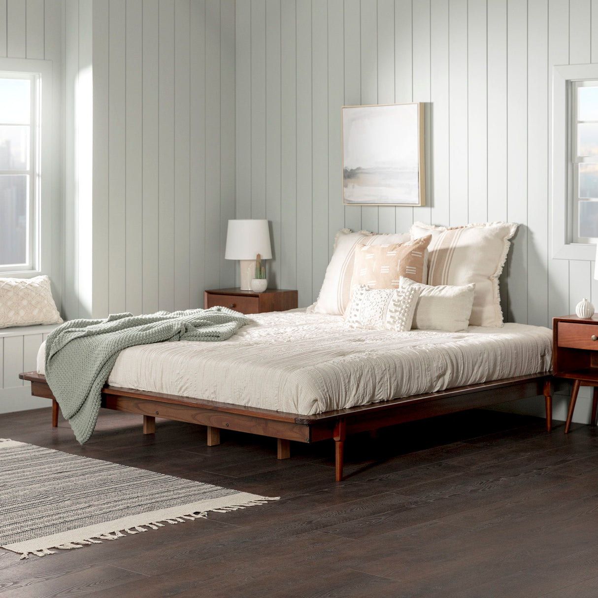 King Platform Bed Frame - Walnut