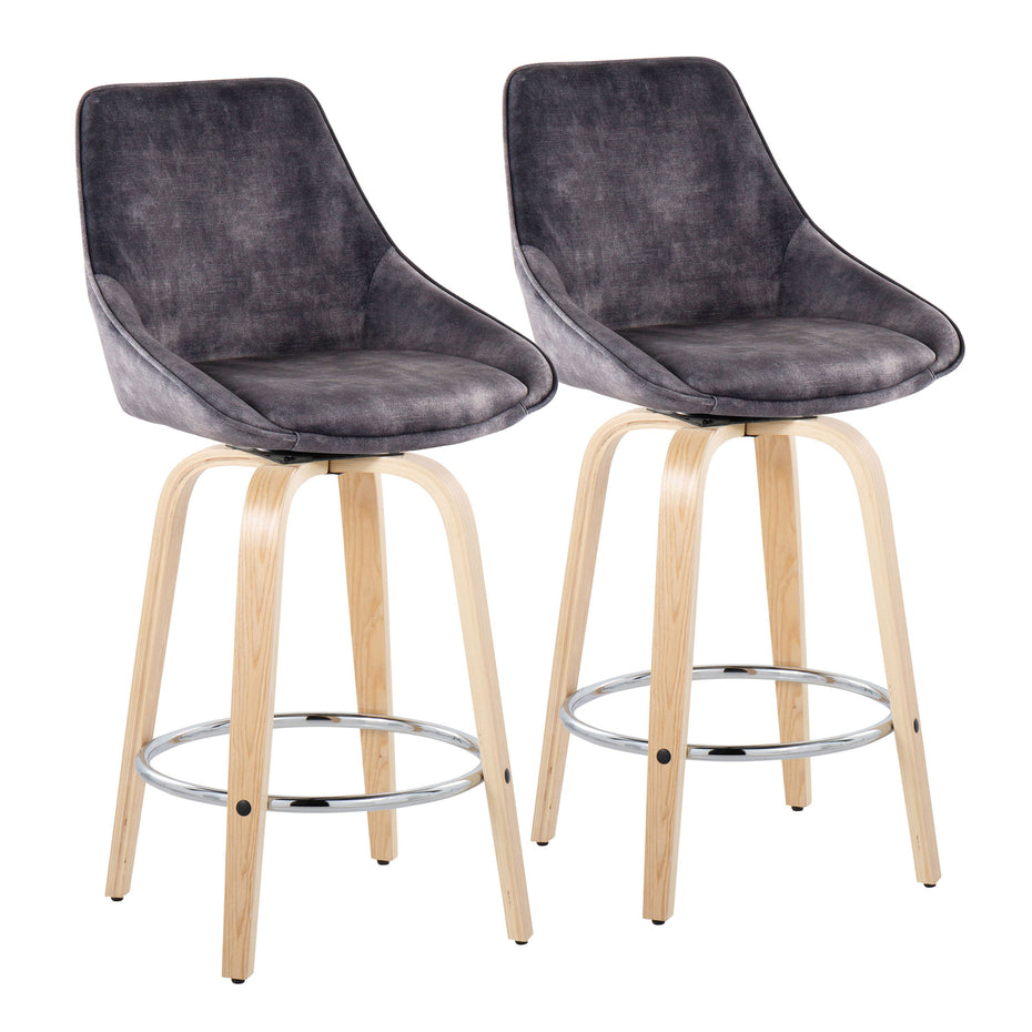 Diana - Contemporary Fixed Height Counter Stool With Round Footrest (Set of 2)