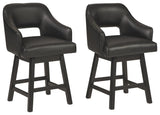 Tallenger - Upholstered Swivel Barstool (Set of 2) Black 24''W x 23''D x 38''H Stool Sets by Signature Design by Ashley® | Bel Furniture