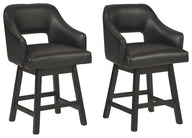 Tallenger - Upholstered Swivel Barstool (Set of 2) Black 24''W x 23''D x 38''H Stool Sets by Signature Design by Ashley® | Bel Furniture