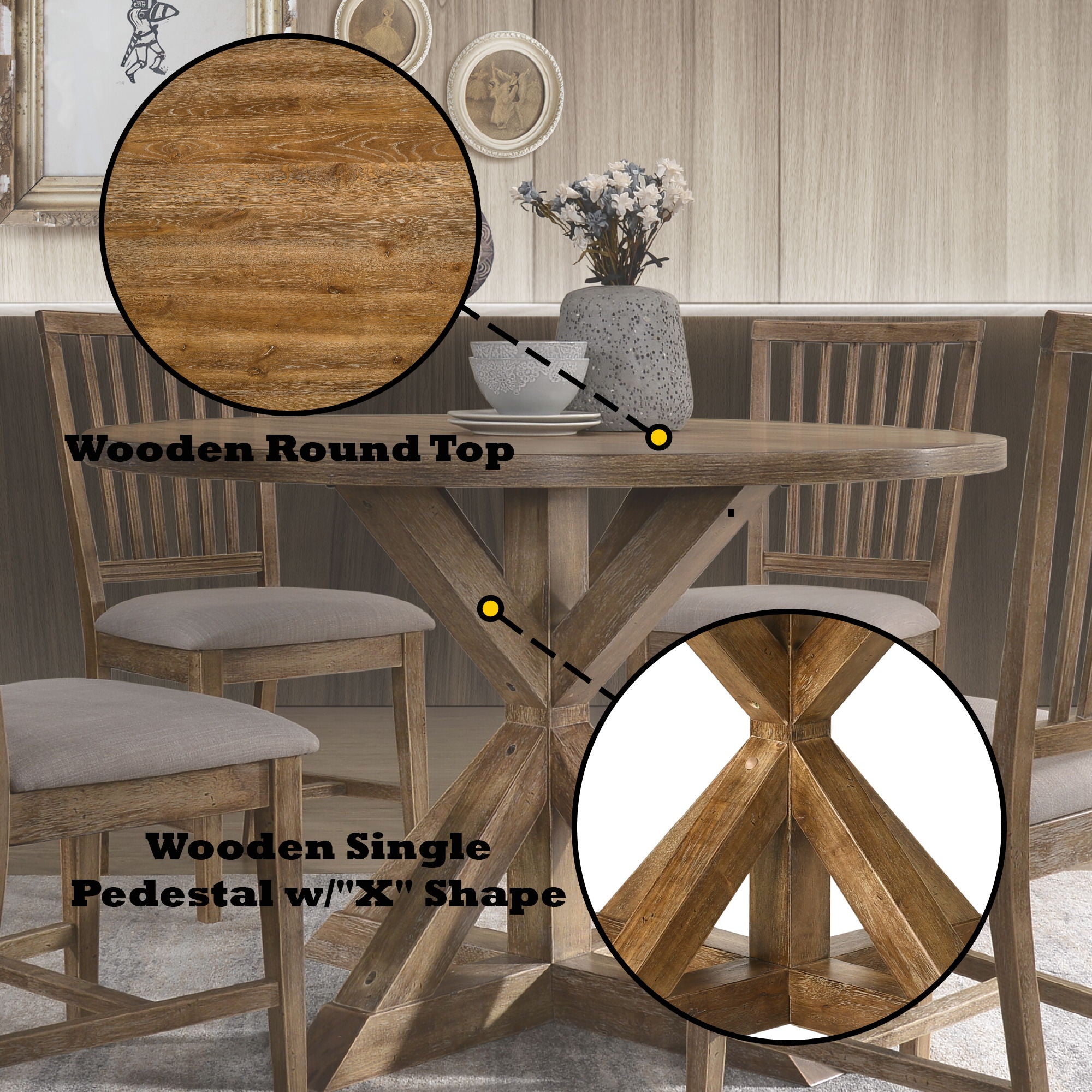 Wallace II - 5 Pieces Dining Room Set - Oak