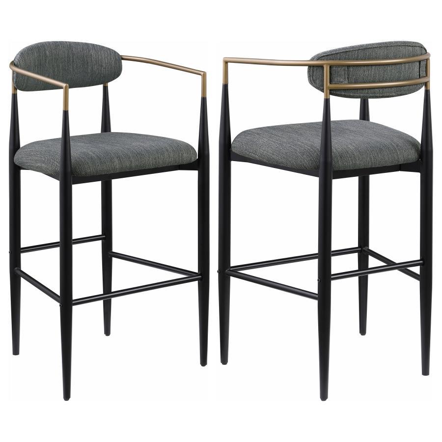 Tina - Metal Pub Height Bar Stool With Upholstered Back And Seat (Set of 2) Dark Gray by Coaster Fine Furniture | Bel Furniture