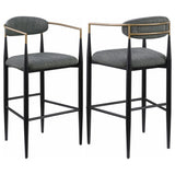 Tina - Metal Pub Height Bar Stool With Upholstered Back And Seat (Set of 2) Dark Gray by Coaster Fine Furniture | Bel Furniture