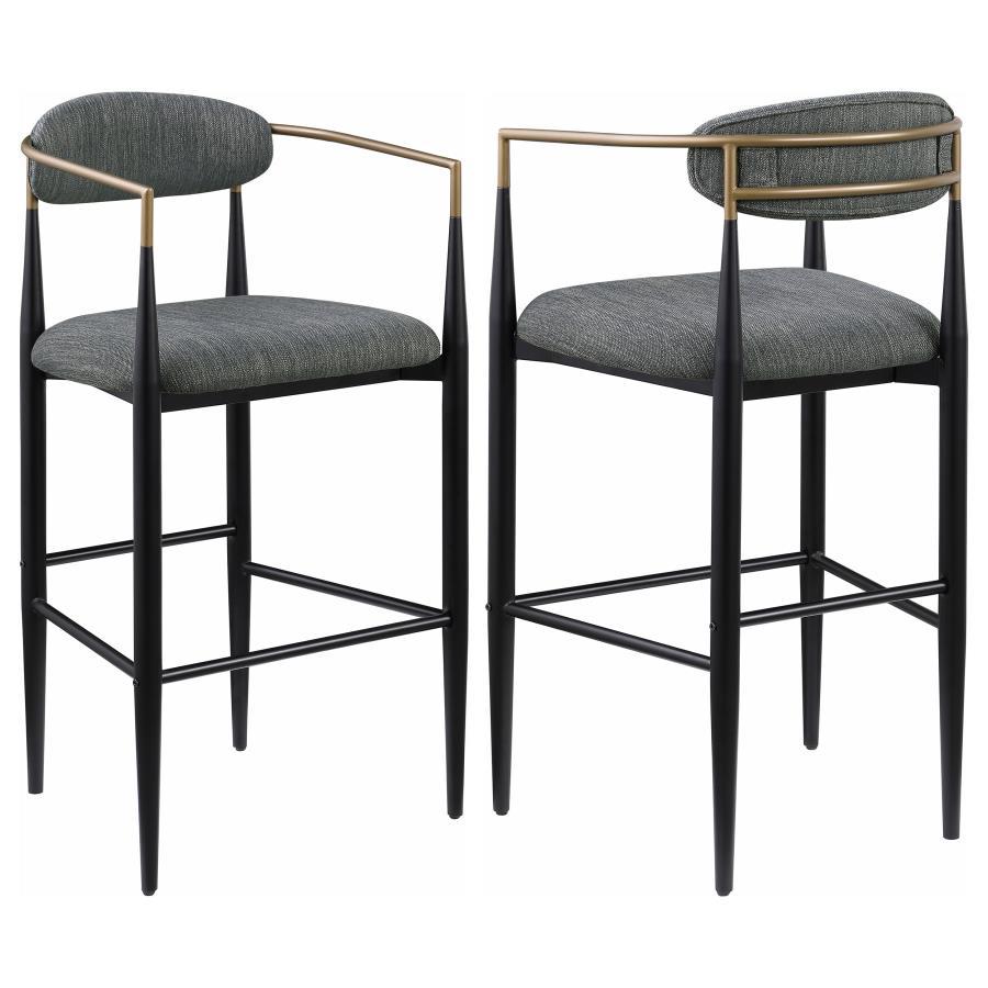 Tina - Metal Pub Height Bar Stool With Upholstered Back And Seat (Set of 2)