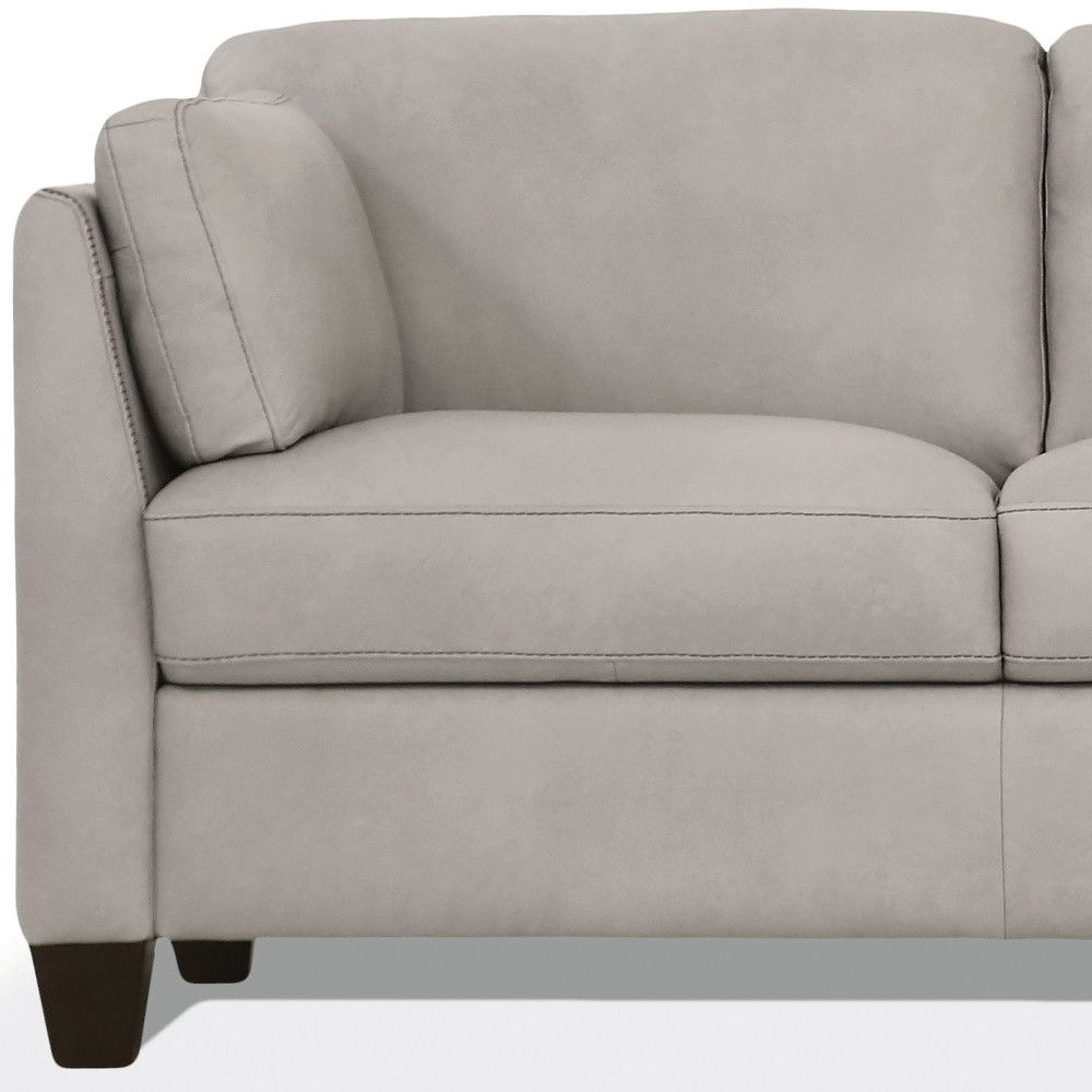 Leather Sofa With Black Legs - Light Gray