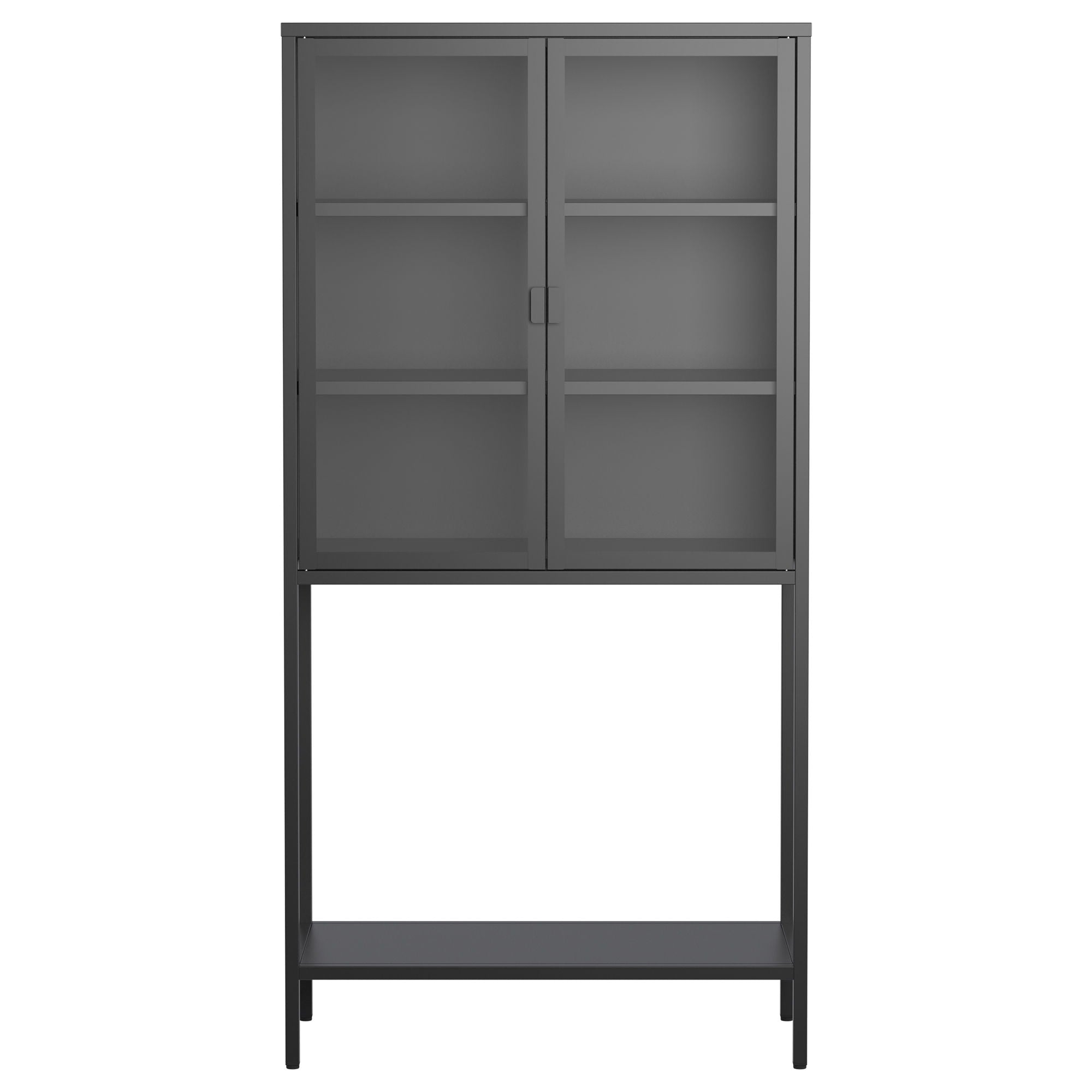 Heavy Duty Metal Storage Cabinet, Display Storage Cabinet With Glass Doors And 2 Adjustable Shelves, Tall Bookcase Modern Bookshelf Cabinet For Home Office, Living Room, Pantry