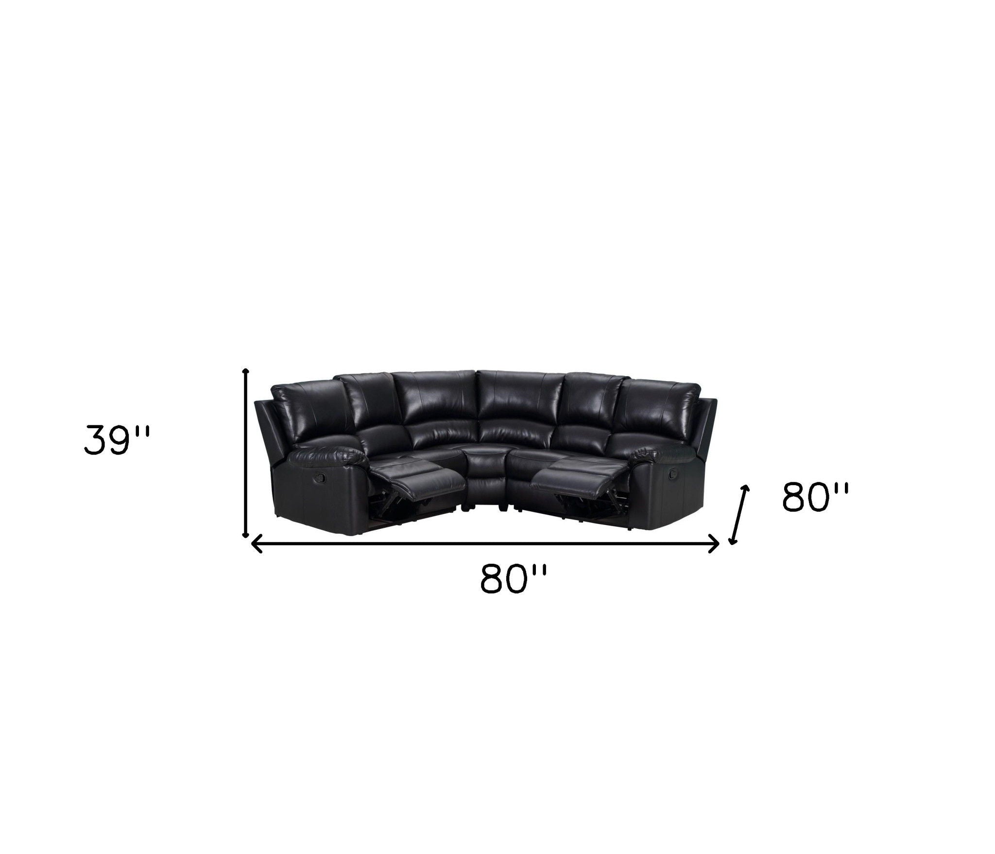 Polyester Blend Power Reclining U Shaped Three Piece Corner Sectional - Black