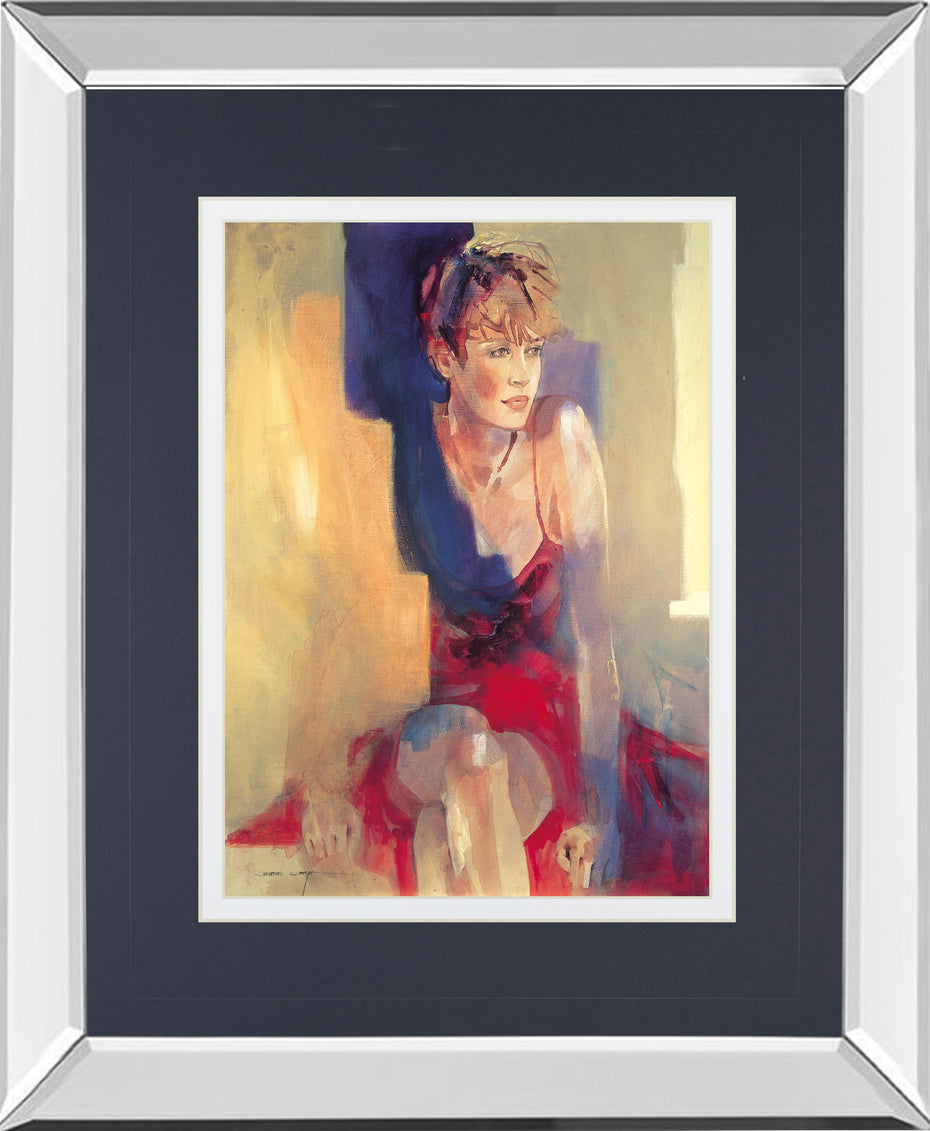 Odalisque L By Christine Comyn - Mirror Framed Print Wall Art - Yellow