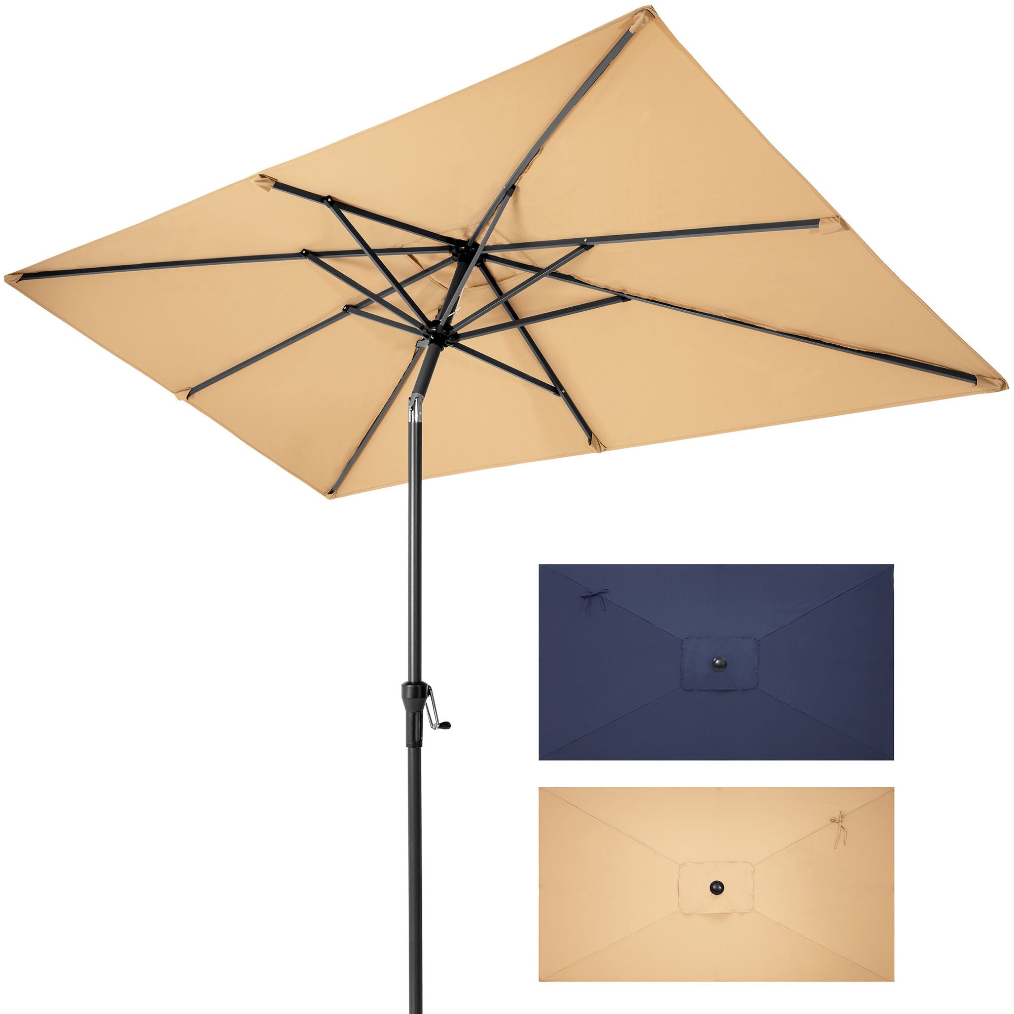 Rectangular Tilt Market Patio Umbrella - Tan