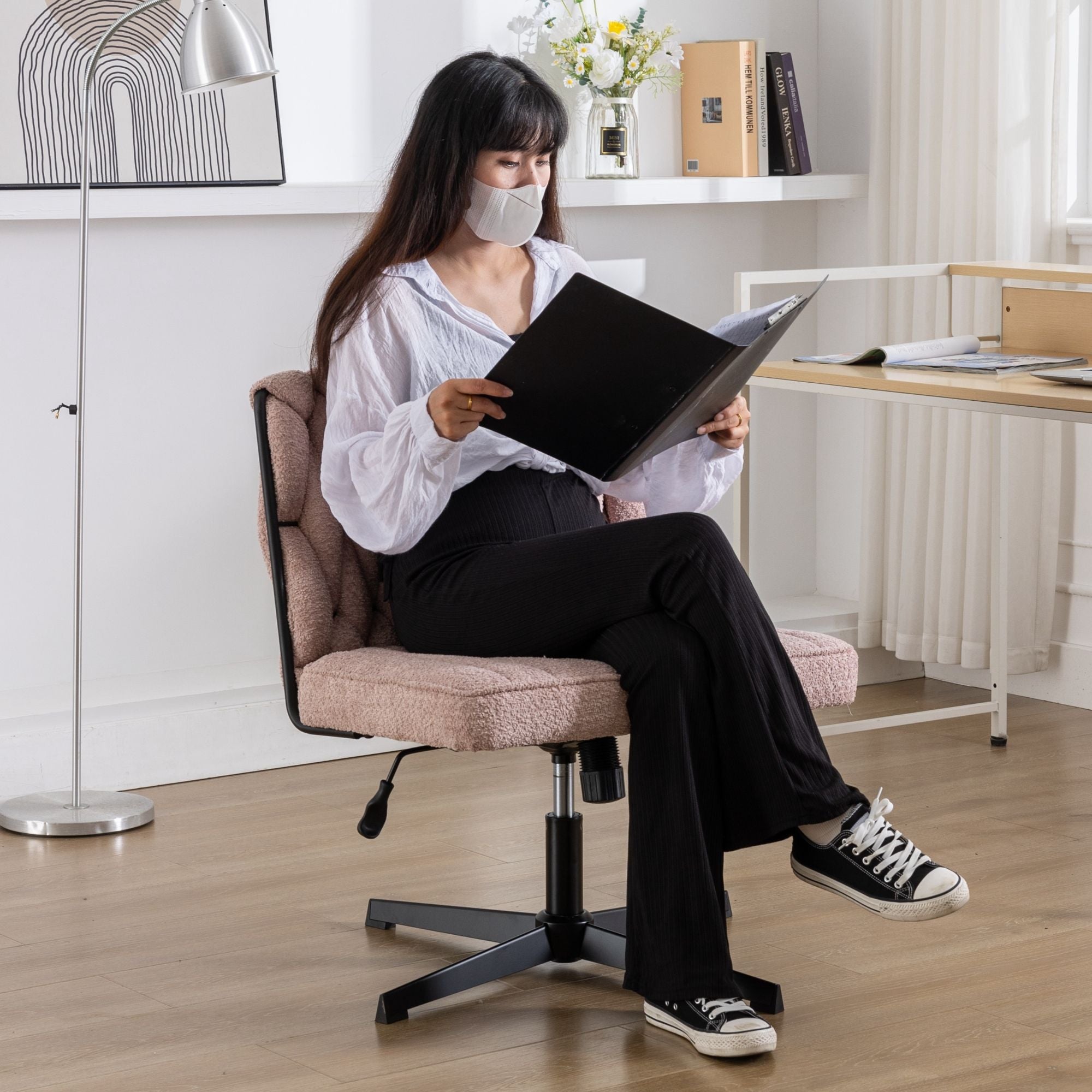 Armless Office Desk Chair No Wheels