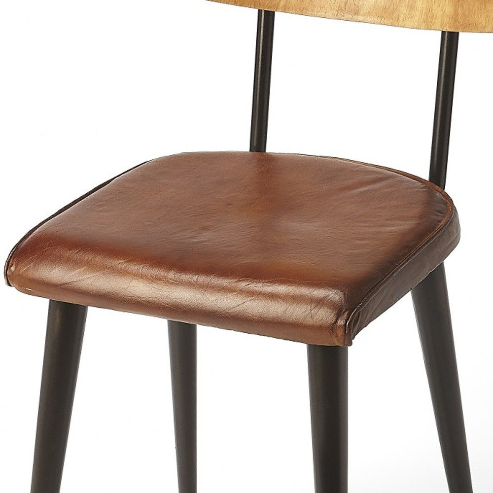 PU Leather Side Chair - Brown