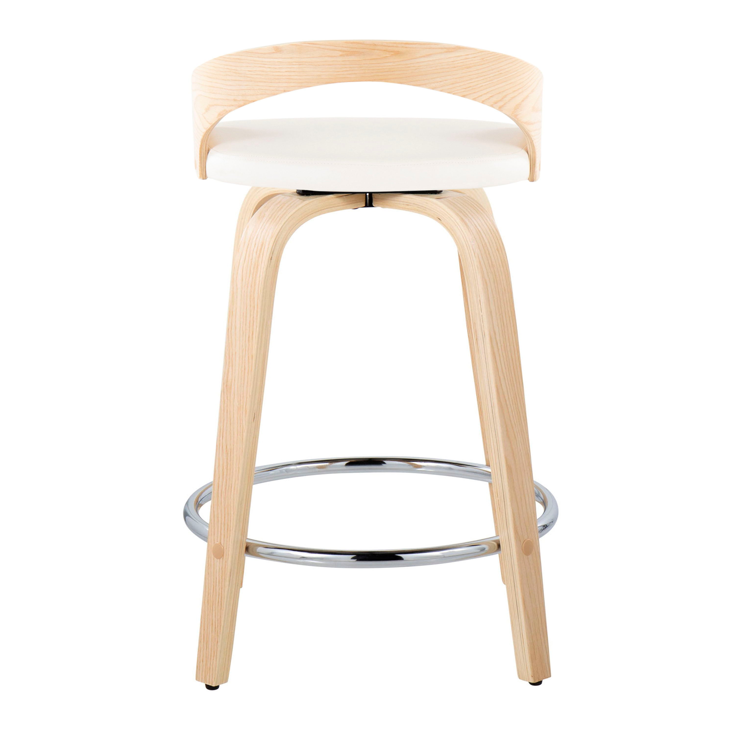 Grotto - Contemporary Fixed Height Counter Stool & Swivel, Round Footrest (Set of 2)