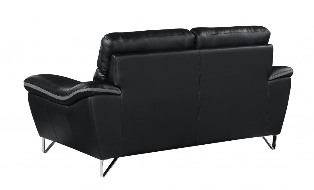 Love Seat Faux Leather - Black / Silver