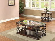 Laney - Glass Top Coffee And End Table Set Dark Brown 2 Pc. Coffee Table, End Table by Coaster Fine Furniture | Bel Furniture