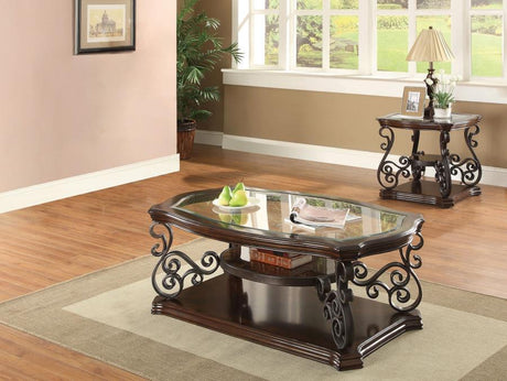 Laney - Glass Top Coffee And End Table Set Dark Brown 2 Pc. Coffee Table, End Table by Coaster Fine Furniture | Bel Furniture