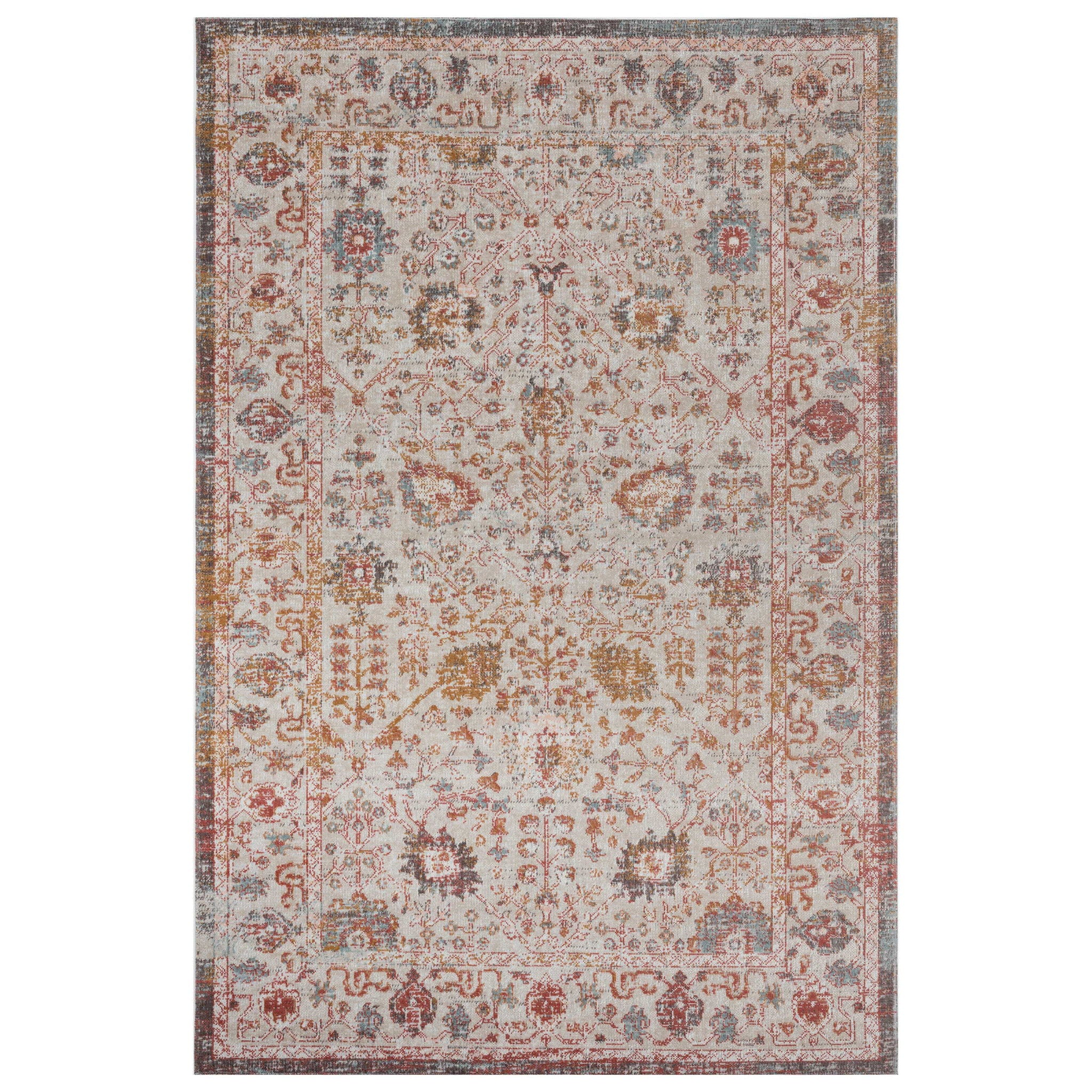 8' X 10' Floral Stain Resistant Indoor & Outdoor Area Rug - Beige