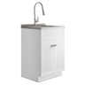 Beckham - Laundry Cabinet & Faucet And Stainless Steel Sink White 23.6"W x 19.7"D x 35.4"H by Simpli-Home | Bel Furniture
