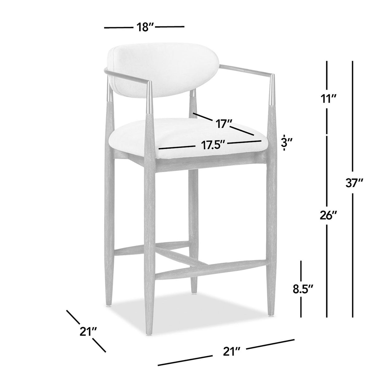 Artemis - Mixed Material Upholstered Counter Stool - Warm White by Jennifer Taylor Home | Bel Furniture