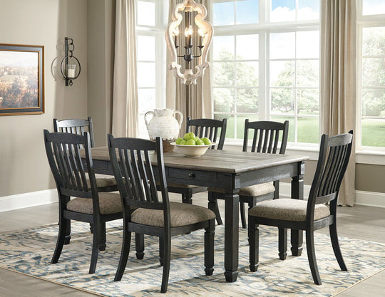 Tyler Creek - Dining Table Set Dark Gray 7 Pc. - Rectangular Dining Room Table, 6 Upholstered Side Chairs by Signature Design by Ashley® | Bel Furniture