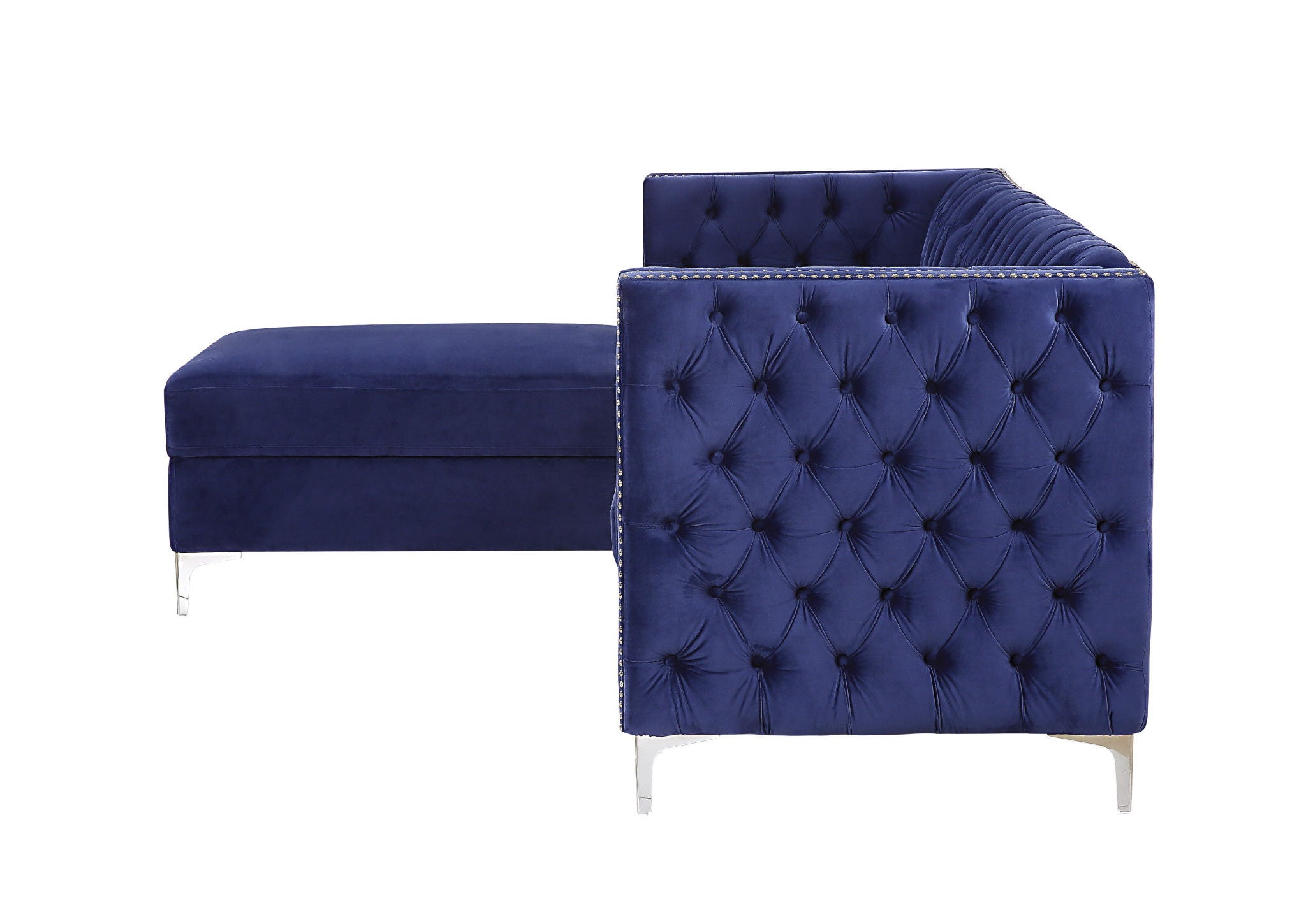 Velvet L Shaped Seating Component - Blue