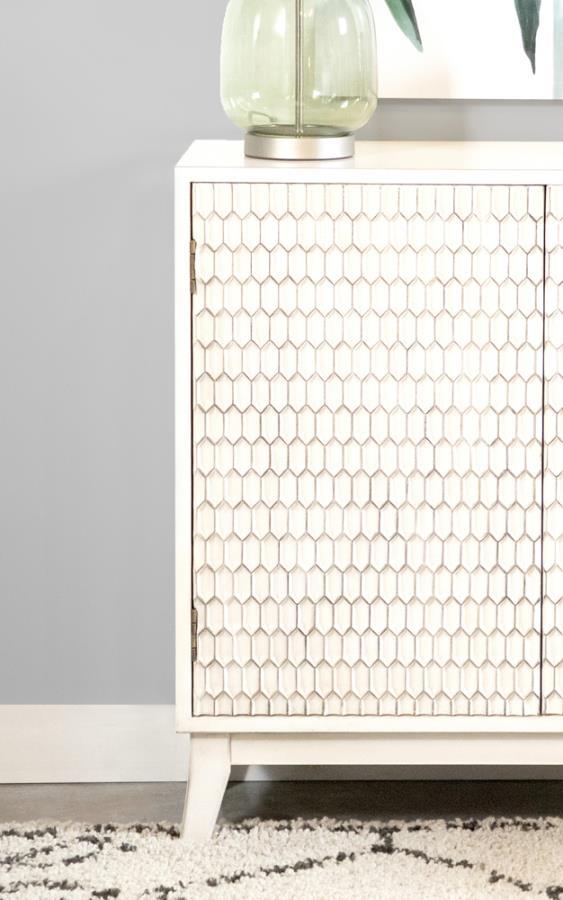 Gambon - 2 Door Wood Honeycomb Pattern Accent Cabinet - White by CoasterElevations | Bel Furniture
